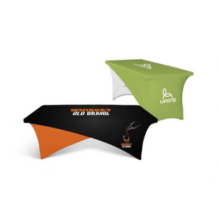 6' Fitted Elastic Cross-Over Table Cover - 7oz Polyester w Dye Sublimation Print