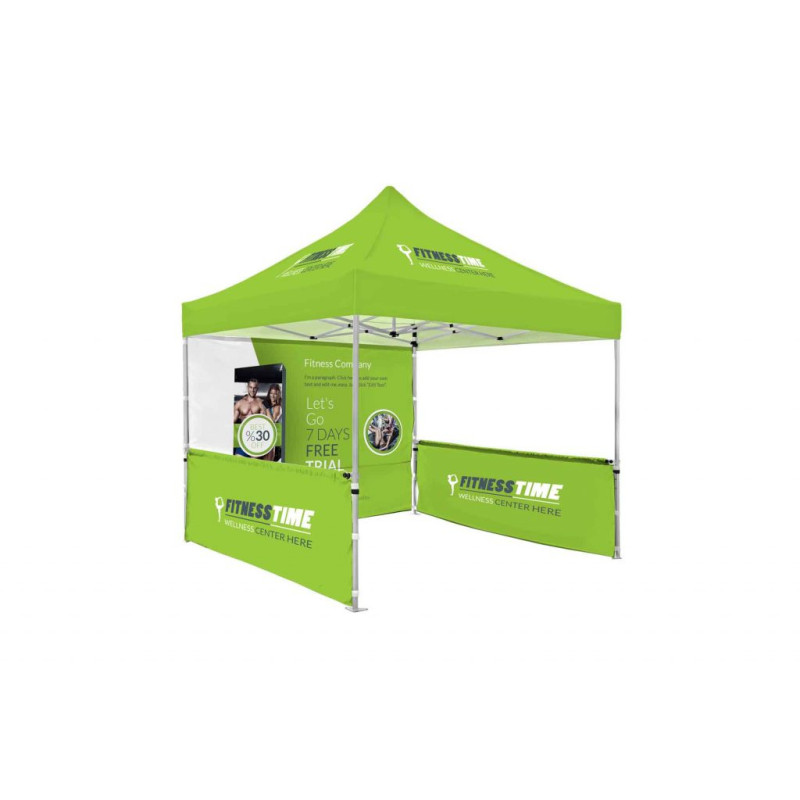 10x10' Standard Hex Aluminum Frame (40mm post,1.2mm gauge) w Dye Sublimation Canopy + Walls