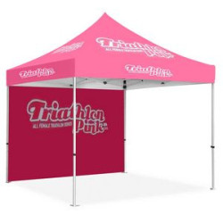 13x13' Standard Hex Aluminum Frame (50mm post, 2.0mm gauge) w Dye Sublimation Canopy + Full Wall