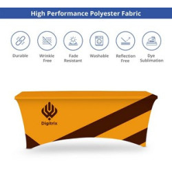 Stretch Table Cover - 4Sided with Zipper Back - Sleek Fit (8' x 2.5')