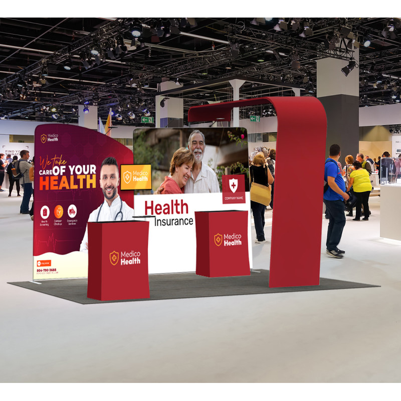 Iaee Inline Booth Customizable 20' Inline Trade Show Booth – Full Graphic Wall Setup with ...