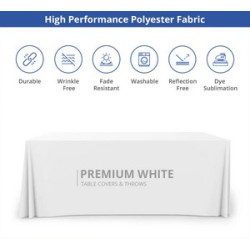 Premium White Table Covers & Throws - 4 sided (6' x 2.5')