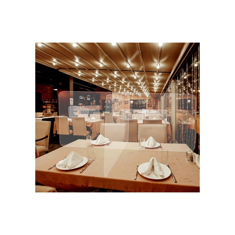 Restaurant Tabletop Desk Divider Sneeze Guard - Clear Acrylic (4 person)
