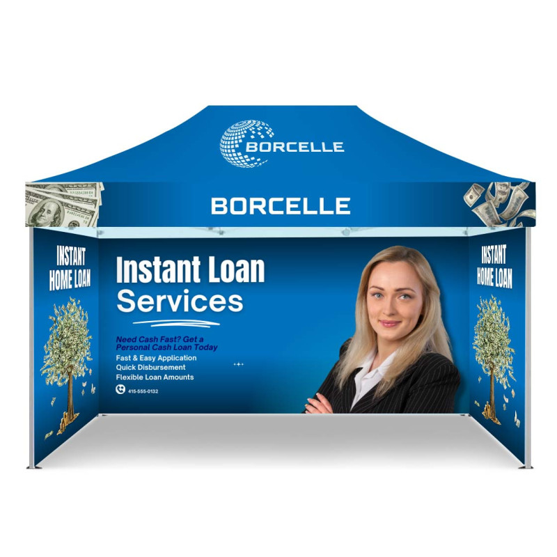 15' Aluminum Canopy Tent - Standard Tent Fabric (Frame+Topper+Single Sided full Backwall+Sidewalls)