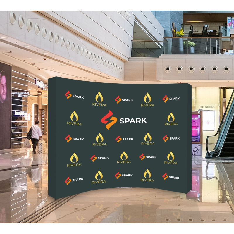 10' x 8' Step and Repeat Fabric Pop Up Curved Display (Graphic only)