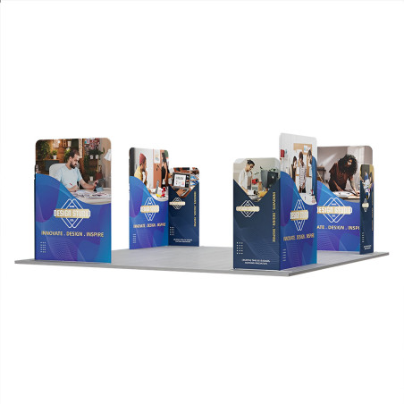 20' Magnetic Modular Fabric Displays 4 L Shape Sections (Double Sided)