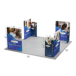 20' Magnetic Modular Fabric Displays 4 L Shape Sections (Double Sided)