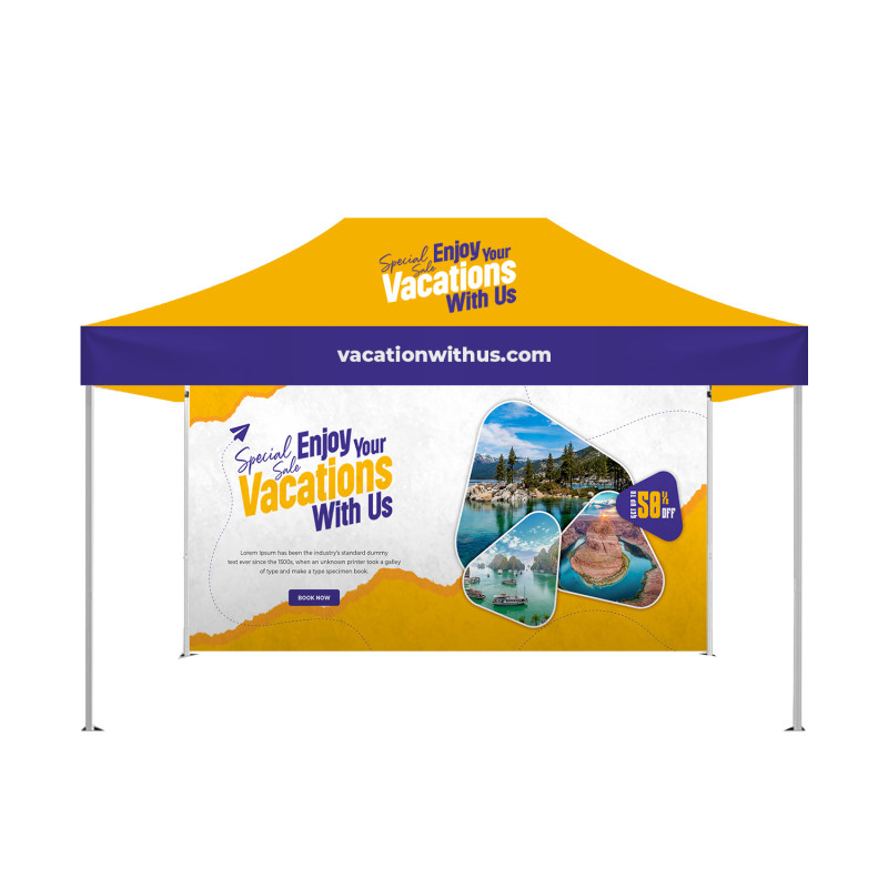 15' Aluminum Canopy Tent - Sustainable Tent Fabric (Frame + Topper + Backwall)