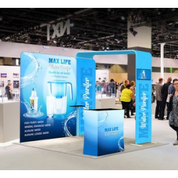 10' Inline Trade Show Booth – Portable Backwall Display with LED Lights & Counter