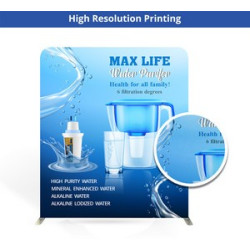 10' Inline Trade Show Booth – Portable Backwall Display with LED Lights & Counter