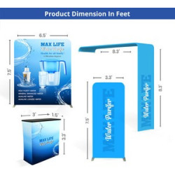 10' Inline Trade Show Booth – Portable Backwall Display with LED Lights & Counter