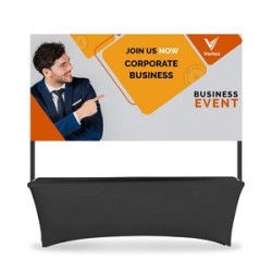 Table Top Banner - Back Wall Display Package, Double Sided (8.04' x 5.41ft)