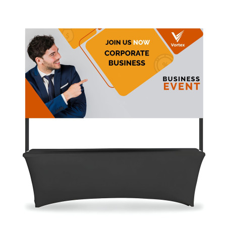 Table Top Banner - Back Wall Display Package, Double Sided (8.04' x 5.41ft)
