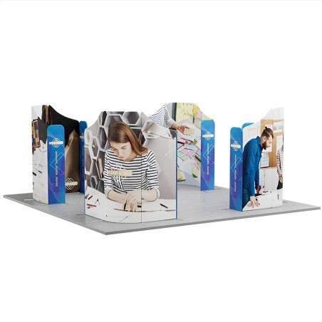 20' Magnetic Modular Fabric Displays 4 Curved L Shaped Sections (Double Sided)