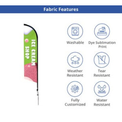 2.50' x 15.42' Blade Flags for Advertising with Cross Base with Water Bag