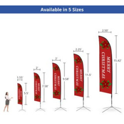 2.50' x 15.42' Blade Flags for Advertising with Cross Base with Water Bag