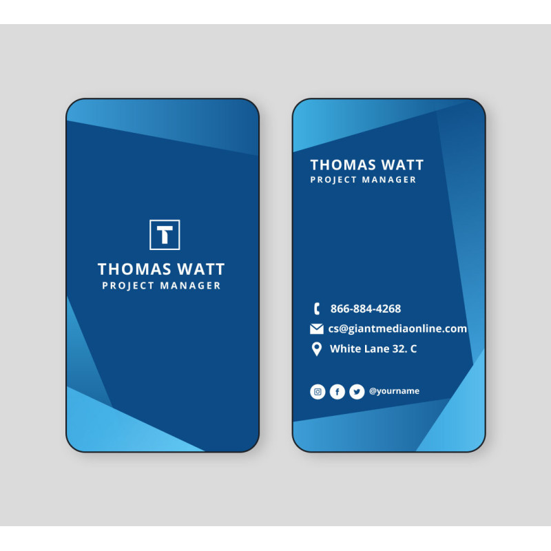 Rounded Corners Business Cards - Vertical, Printed Front Only (2" x 3.5")