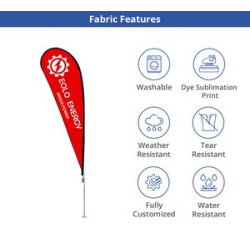 3.33' x 7.75 Teardrop Flags for Outdoor Advertising with Spike Base