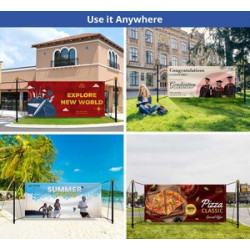 10' x 4' EZ-Post Banner Stands Package (With Wind flaps and UV Print)