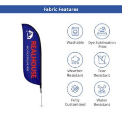 2' x 7.58' Feather Flag Double Sided Graphic package w/Cross Base