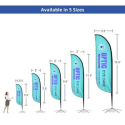 2.5' x 15.42' Feather Flag Double Sided Package w/Cross Base
