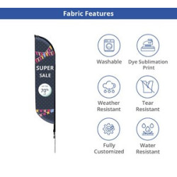 1.5' x 5.5' Feather Flag Mesh with Cross Base