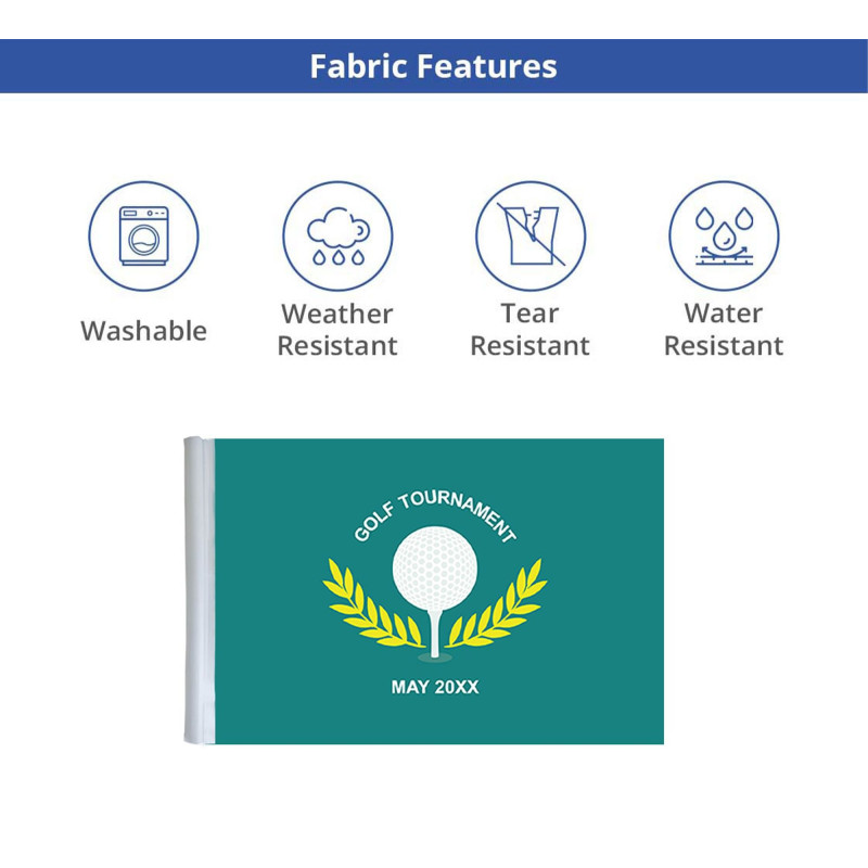 Golf Flags - Rectangle with Plastic Tube + Fibre Pole + Cup (20" x 14")