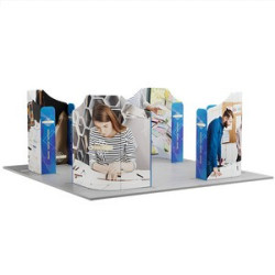 20' Magnetic Modular Fabric Displays 4 Curved L Shaped Sections (Single Sided)
