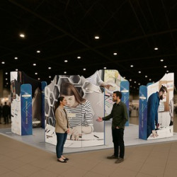 20' Magnetic Modular Fabric Displays 4 Curved L Shaped Sections (Single Sided)