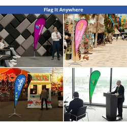 2.5' x 5.42' Teardrop Flag with Cross base