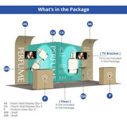 20' Inline Trade Show Booth – Curved Backwall with Dual Counters