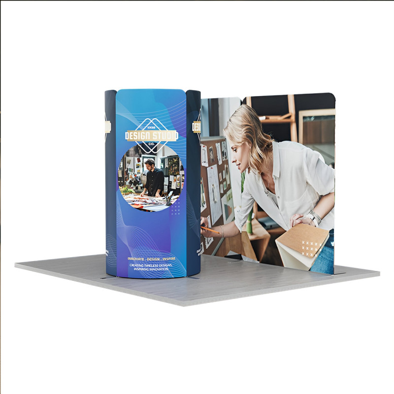 13' Magnetic Modular Fabric Display - Tower Island Shape with Backwall (Double Sided)