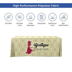 Pleated Table Cover, Fire Retardant Polyester Fabric (6' x 2.5')