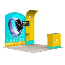 10' Inline Trade Show Booth – Modular Display with Backwall, Counter & LED Package
