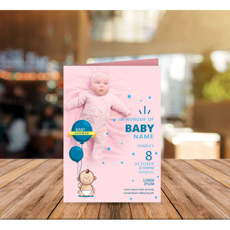 Folded Birth Announcement Cards - 8.5" x 5.5" (Folds to 4.2.5" x 5")