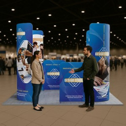 10' Magnetic Modular Fabric Displays - L Shape Curved (Single Sided)