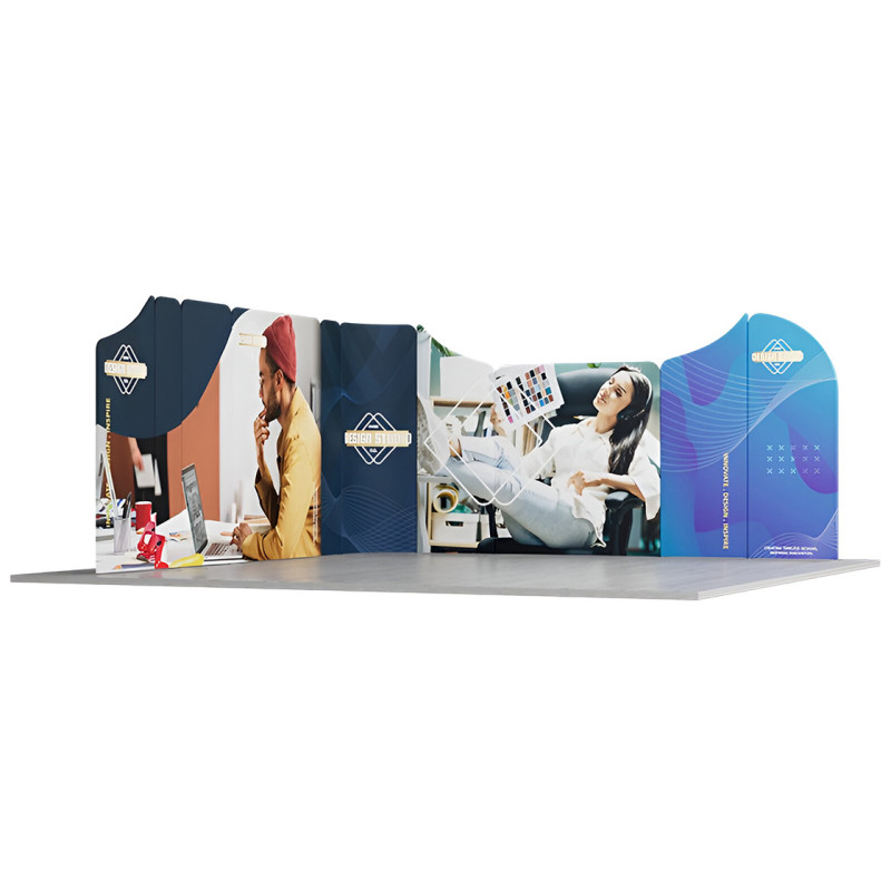 16.4x16.4' Magnetic Modular Fabric Displays L Shape Island (Double Sided)