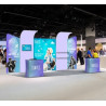 20' Inline Trade Show Booth – Modular Fabric Display with Podium, Shelves & LED Lights