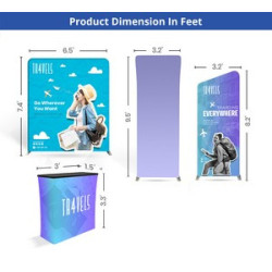 20' Inline Trade Show Booth – Modular Fabric Display with Podium, Shelves & LED Lights