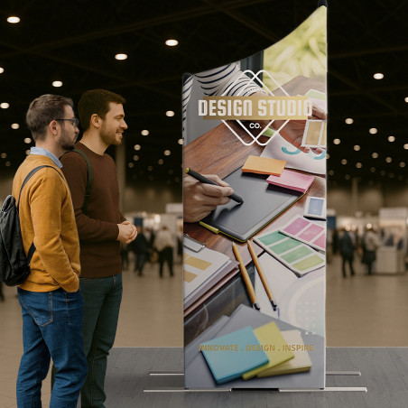 6.5' Magnetic Modular Fabric Display- Two Sloped & Straight Banner Stands (Double Sided)