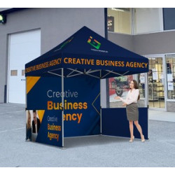 10' Steel Custom Canopy Tent – Basic Trade Show Kit with Back Wall & Half Sides