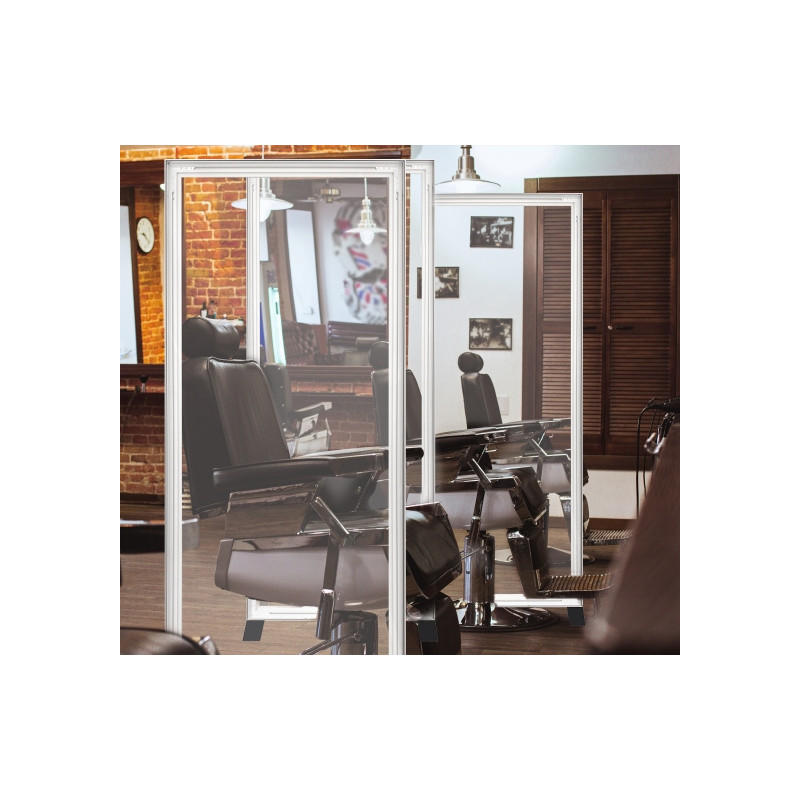 8'x 6' Floor Standing Sneeze Guard - SEG Clear Vinyl