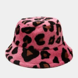 New Plush Leopard Pattern Bucket Hat Winter