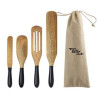 Color Handle Wooden Spurtle Set With Reusable Bag 4/Pack