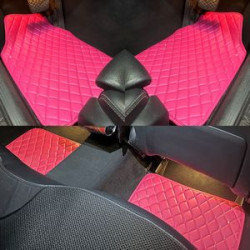 4 Pieces of Luxurious Pink Sparkling Leather Car Mats