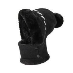 Winter Warm One Piece Fleece Scarf Mask Knitted Hat