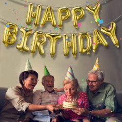 16" Happy Birthday Balloons Banner 3D Mult Package