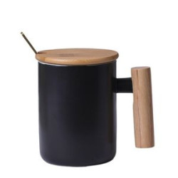 12Oz Ceramic Coffee Mug With Lid And Spoon