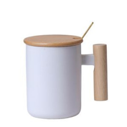 12Oz Ceramic Coffee Mug With Lid And Spoon