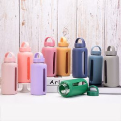 28Oz Glass Water Bottle w/ Protective Silicone Sleeve